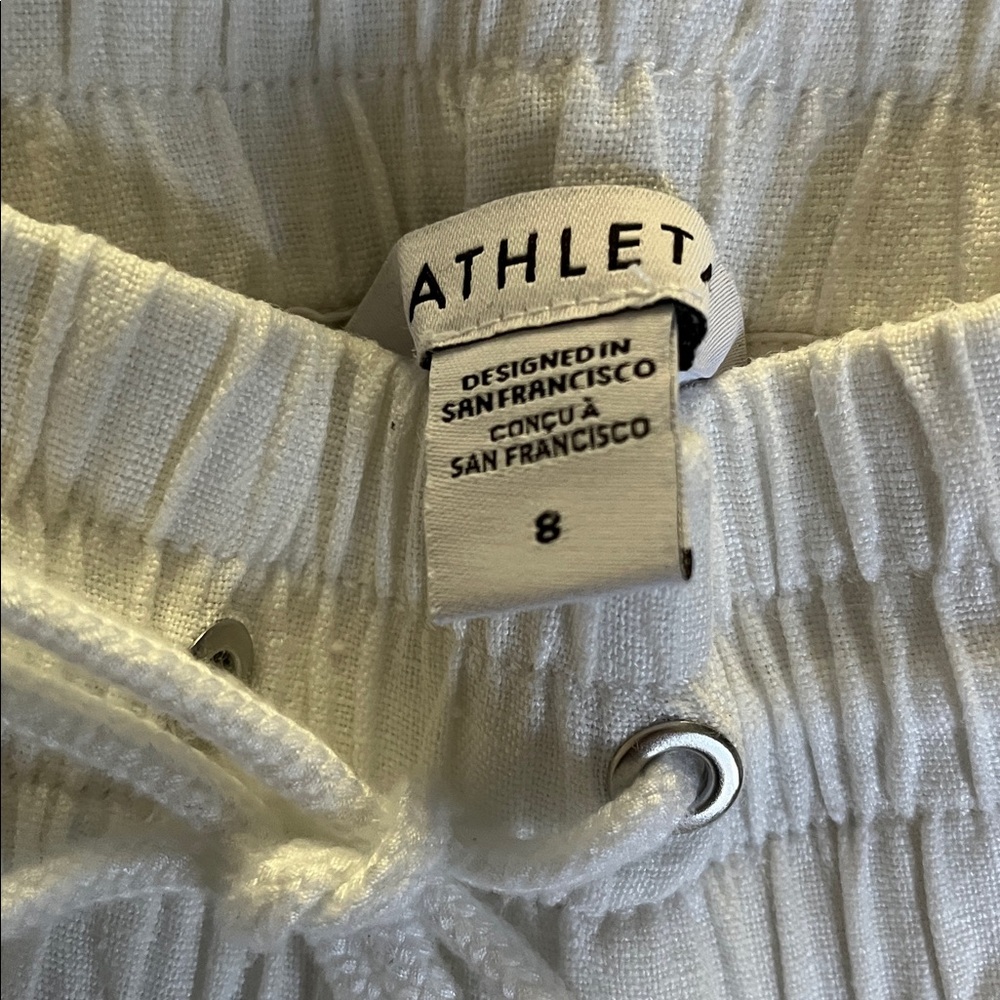 Athleta White Linen Drawstring Pant Sz 8 - Picture 5 of 5